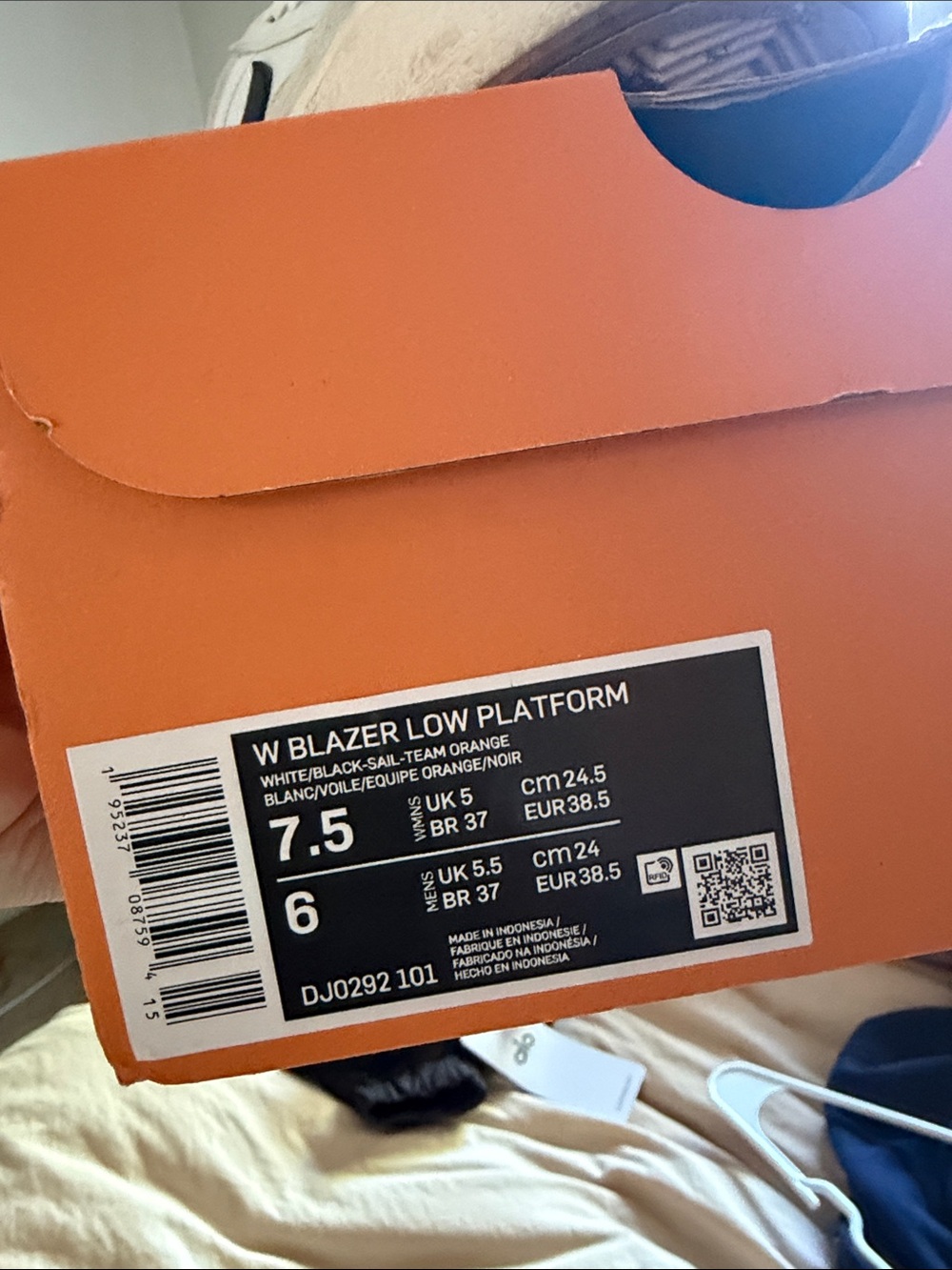 Nike W Blazer Low Platform - White, Black, Sail, Team Orange